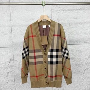 Burberry Tan and Black Plaid Cardigan